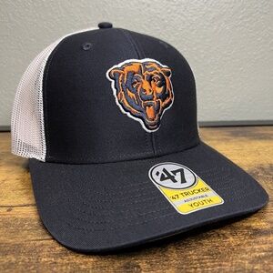 47' NFL CHICAGO BEARS KIDS TRUCKER STRAPBACK HAT YOUTH BLUE WHITE NEW